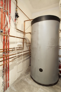 Steam boiler in boiler room